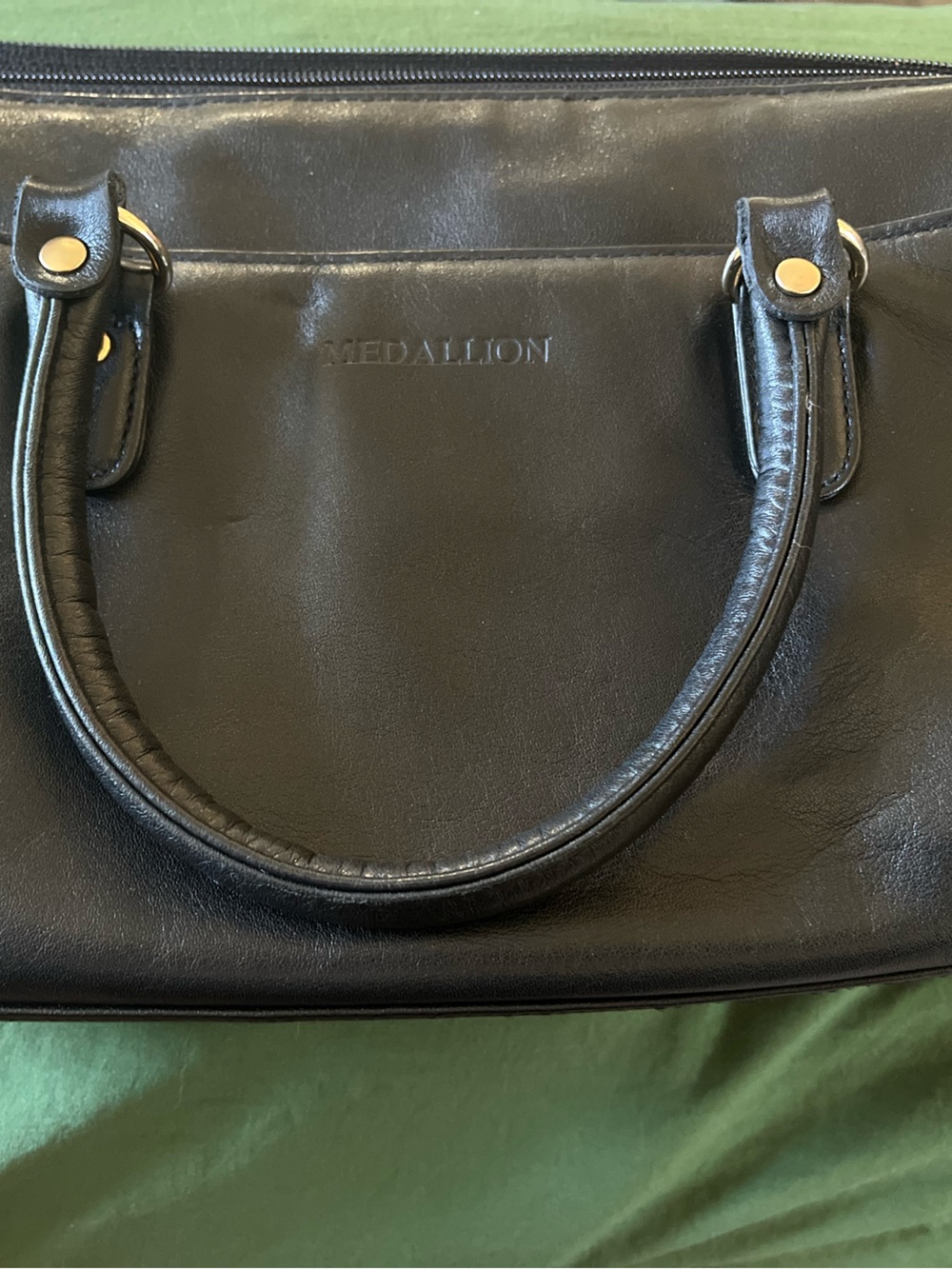 Vintage Medallion By Wathne Black Leather Handbag